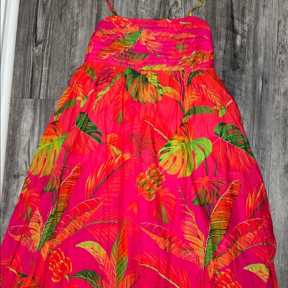 NEW FARM Rio Orange Ombre Forest Maxi Dress Medium Resortwear Strappy Back Vacay - Picture 4 of 9